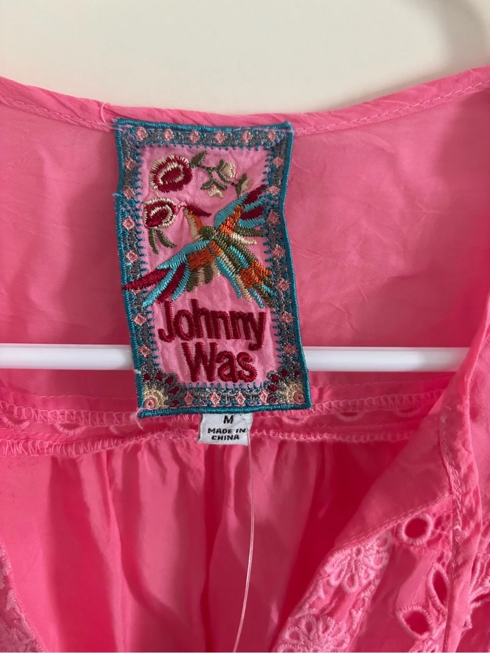 NWOT Johnny Was Bright Pink Embroidered Peplum Tunic